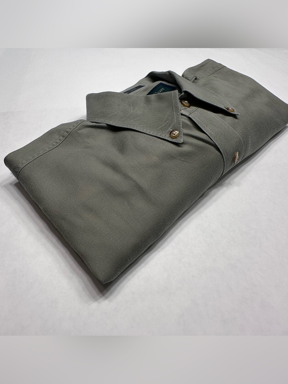 Vintage 90s MacCluer Ranger Twill Button Down Shirt Men's M Olive Khaki Cotton